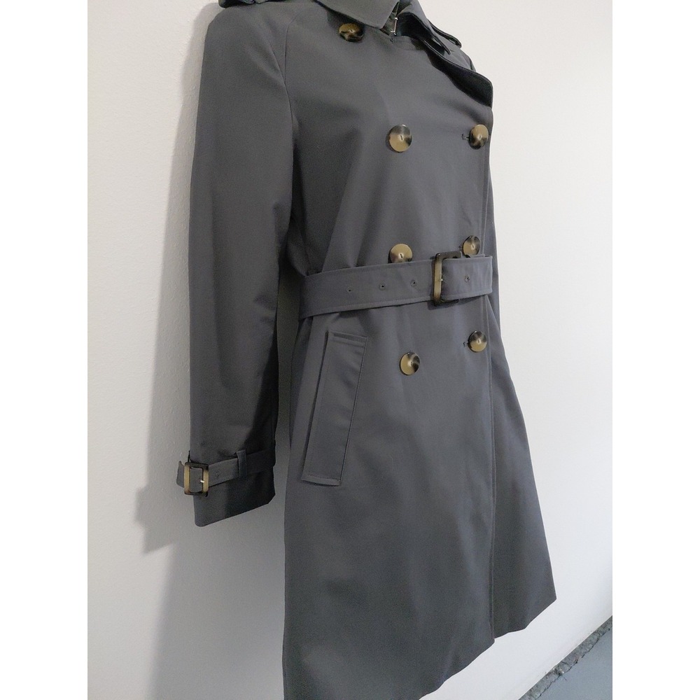NEW MANGO MNG $159 GRAY LONG DOUBLE BREASTED TRENCH COAT Size XS Belted Luxury - Picture 3 of 16